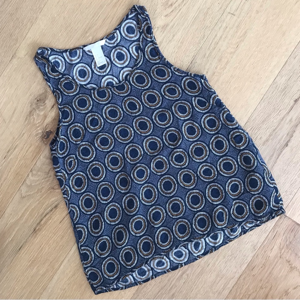 H&M Blue and White Patterned Tank Top Size 2